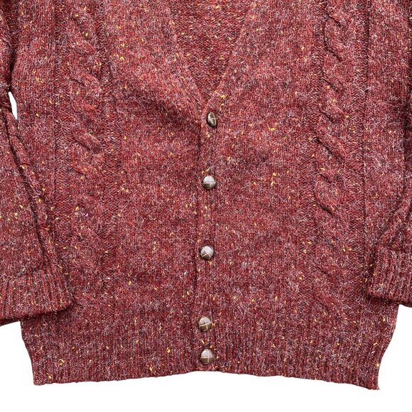 Vintage Claybrooke Wool Cardigan Rust Shag Kurt Cobain Grunge Grandpa Sweater-M - Picture 3 of 14